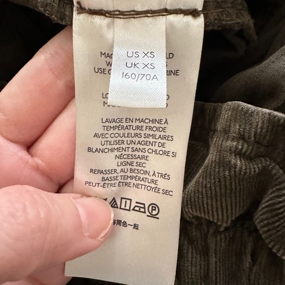 Free People Margate Brown Pleated High Rise Paper Bag Cord Ladies Trousers, XS - Picture 3 of 11